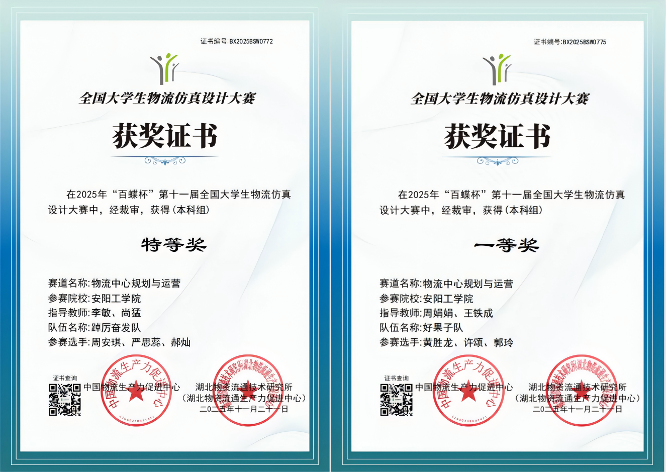 安阳工学院在第十一届全国大学生物流仿真设计大赛取得佳绩